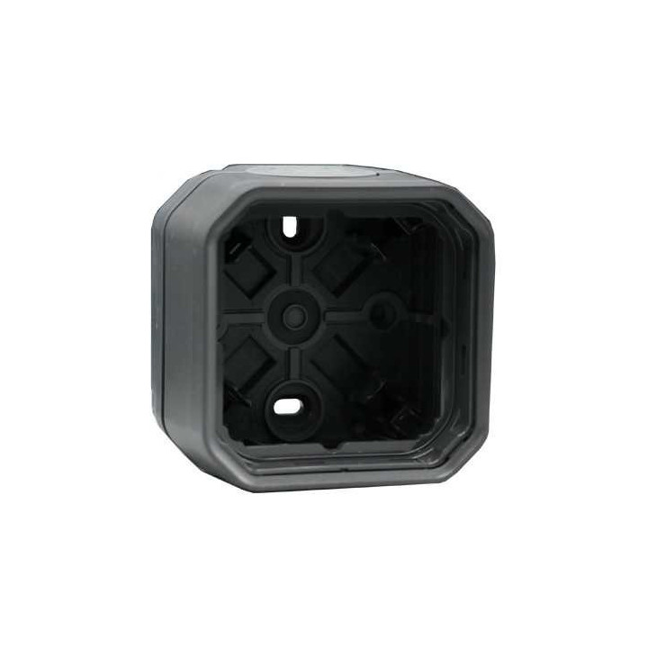 Boîtier saillie étanche Plexo 1 poste avec 2 embouts à membrane et 1 entrée - anthracite