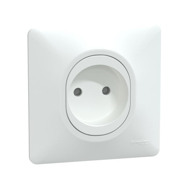 Prise Réno 2P Blanc griffe plq