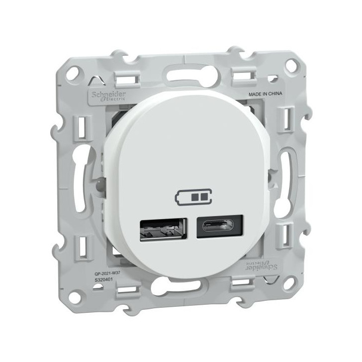 Chargeur USB A/C 12W Blanc