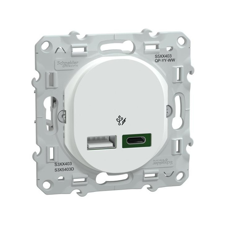 Chargeur USBA 7,5W/C 45W Blanc