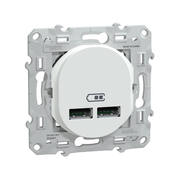 Chargeur USB A/A 10,5W Blanc