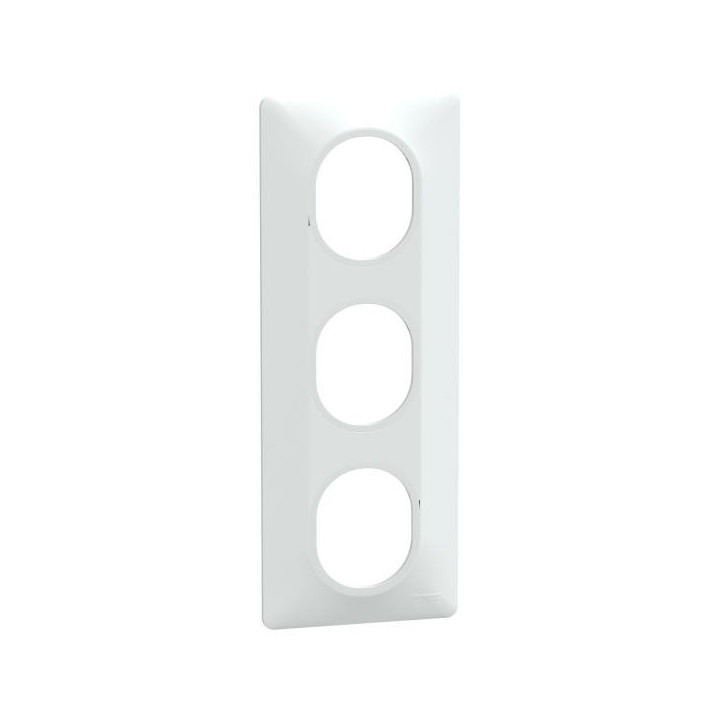 Plaque 3 post Vert 71mm Blanc