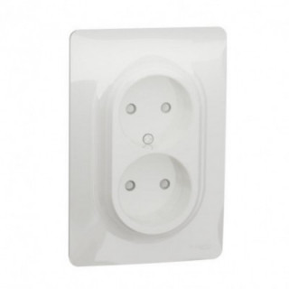 Prise 2x 2P FR vis Blanc bo 1P