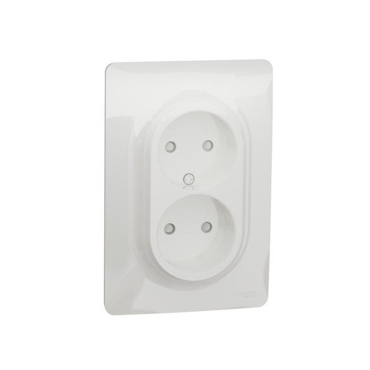 Prise 2x 2P FR vis Blanc bo 1P