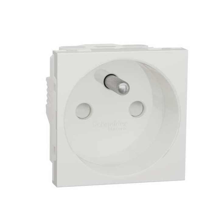 Prise 2P/T FR 90° vis Blanc