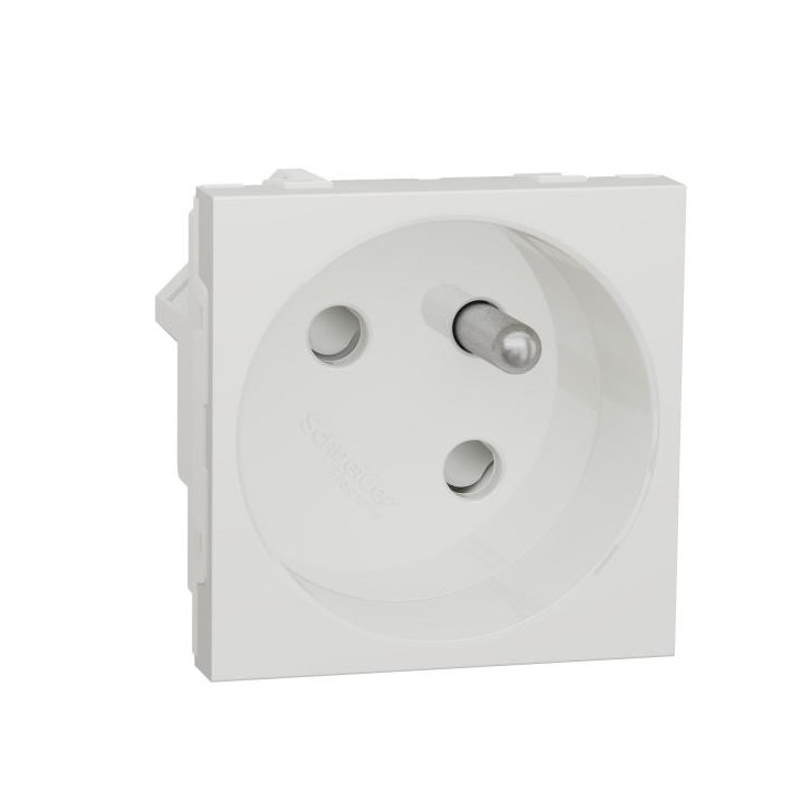 Prise 2P/T FR 45° rapide Blanc