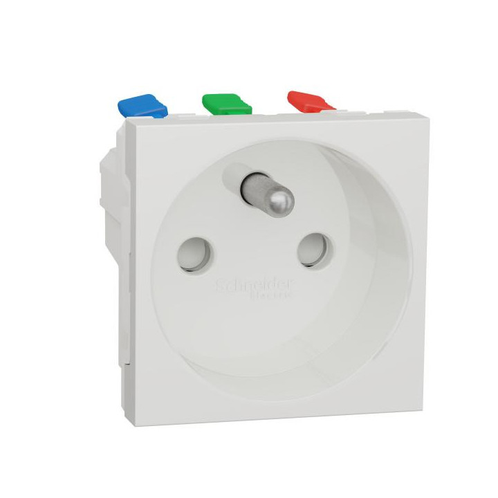 Prise 2P/T FR 90° rapide Blanc