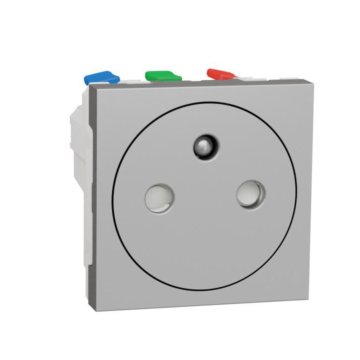 Prise 2P/T FR 90° affl rap Alu