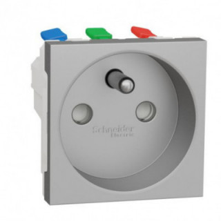 Prise 2P/T FR 90° rapide Alu