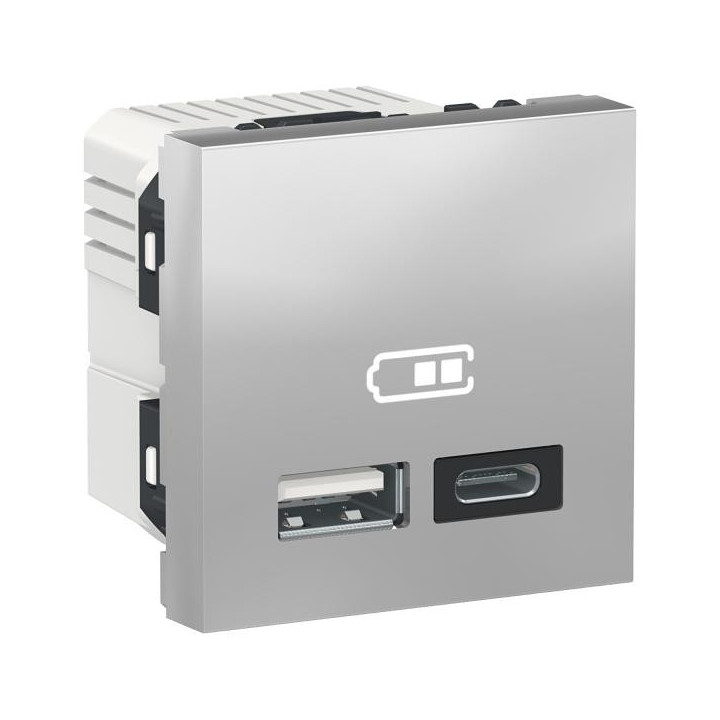 Chargeur USB double 2.4A alu