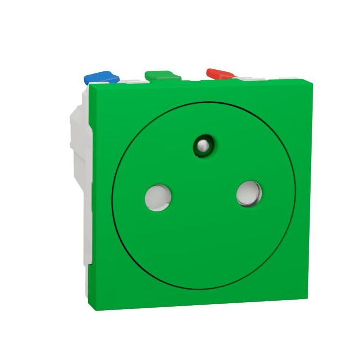 Prise 2P/T FR 90° aff rap Vert