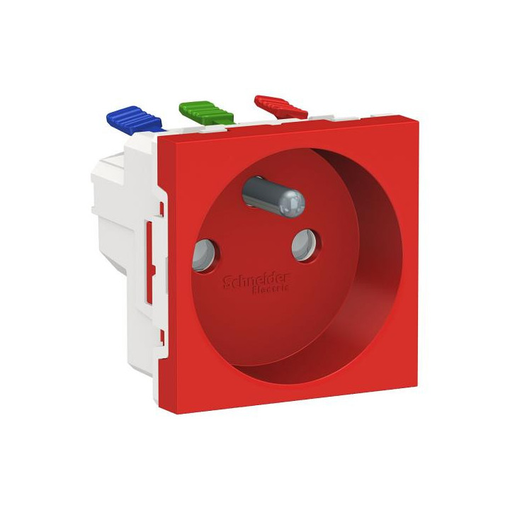 Prise 2P/T FR 90° rapide Rouge