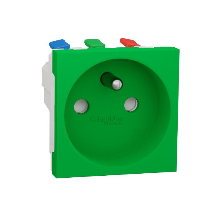 Prise 2P/T FR 90° rapide Vert