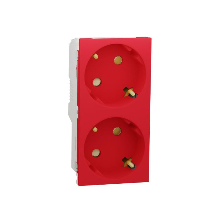 Prise 2x 2P/T DE vis Rouge