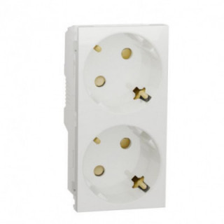 Prise 2x 2P/T DE vis Blanc