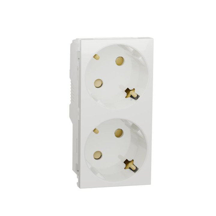 Prise 2x 2P/T DE vis Blanc