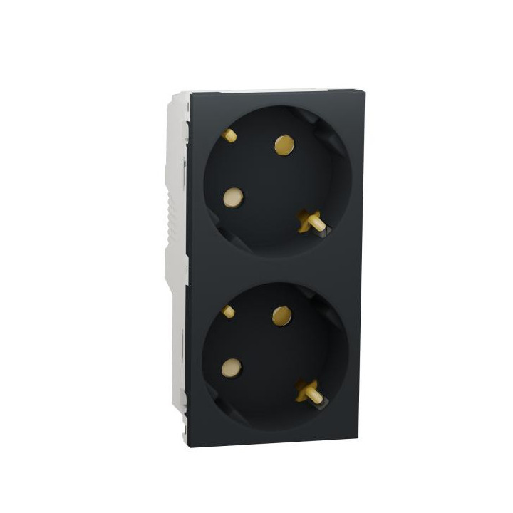 Prise 2x 2P/T DE vis Anthracit