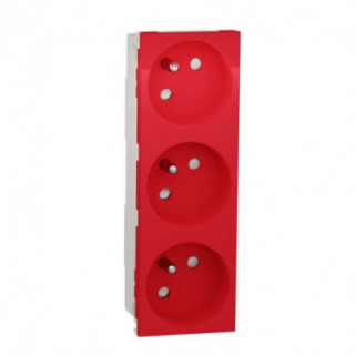Prise triple 2P/T FR goul Roug