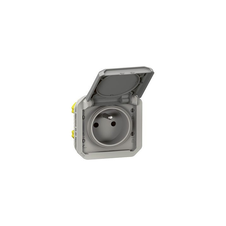 Prise de courant 2P+T Plexo composable gris