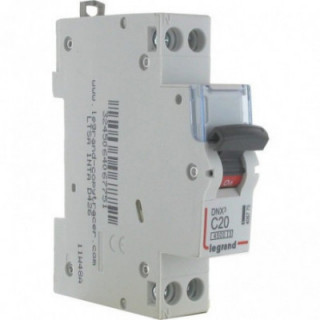 Disjoncteur Phase+Neutre  20A courbe C / DNX³4500 6kA arrivée et sortie borne à vis - 1P+N 230V - 1 module