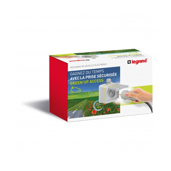 Prêt-à-poser Green'up Access pour véhicule électrique avec prise de courant saillie, patère et disjoncteur différentiel Prêt-à-poser Green'up Access pour véhicule électrique avec prise de courant saillie, patère et disjoncteur différentiel