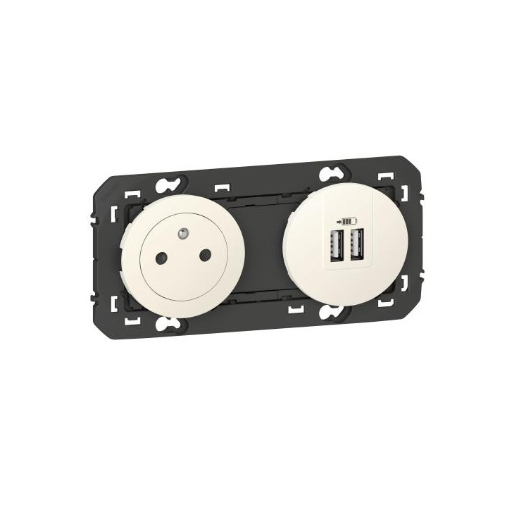 2P/T CHARGEUR USB 2POSTE BLANC 2P/T CHARGEUR USB 2POSTE BLANC