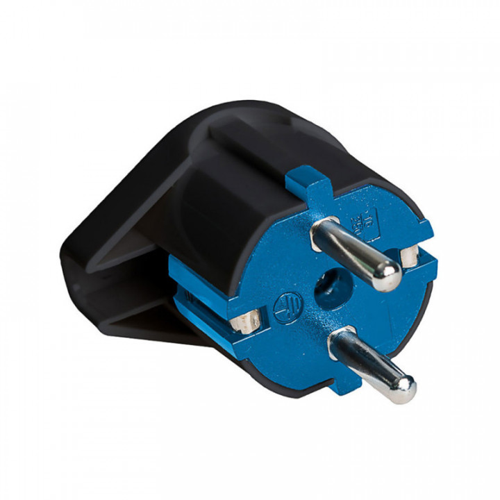 TYPE F FICHE SORTIE LATERALE 16A 250V T/TL 4.8mm NOIR. SOLER