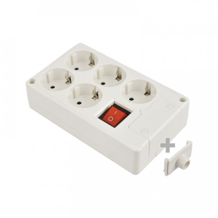 MULTIPRISE BIPOLAIRE 5 PRISES T/TL 10/16A 250V BLANCHE - INT