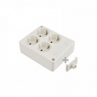 MULTIPRISE BIPOLAIRE 4 PRISES T/TL 10/16A 250V CARRÉ BLANCHE