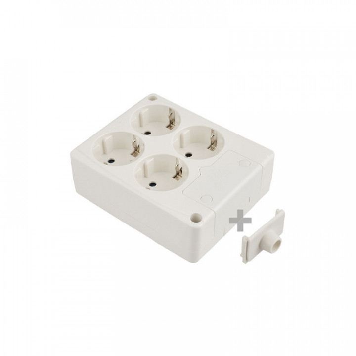 MULTIPRISE BIPOLAIRE 4 PRISES T/TL 10/16A 250V CARRÉ BLANCHE