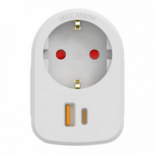 ADAPTATEUR COMBI 30 W USB A - C - 1 PRISE SCHUKO, 16 A 250 V
