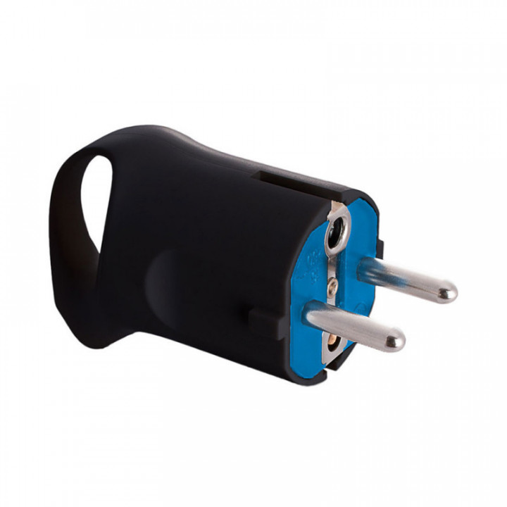 FICHE SCHUCO 4.8mm 16A 250V T/TL NOIR. AVEC ANNEAU POUR UN R