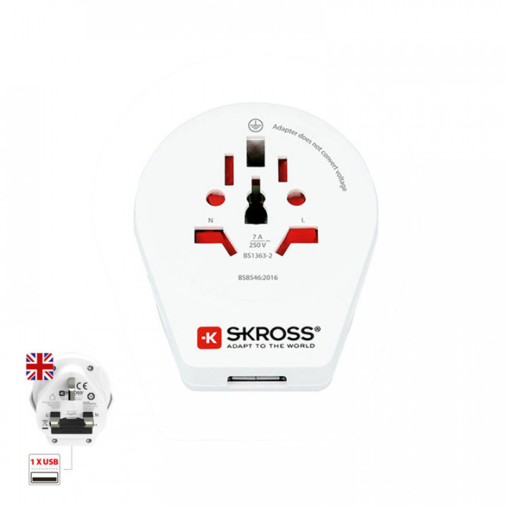 ADAPTATEUR MONDIAL AU ROYAUME-UNI AVEC USB SKROSS 1500267.