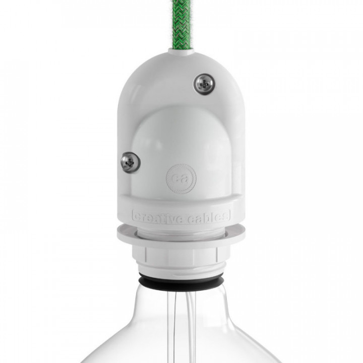 DOUILLE DE LAMPE EXTÉRIEURE E27 BLANCHE. IP65 (RÉTRACTABLE)