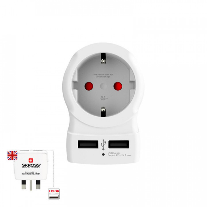 ADAPTATEUR USB EUROPÉEN VERS ROYAUME-UNI SKROSS 1500280