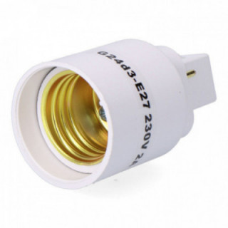 CONVERTISSEUR G24d3 VERS E27, 2 À 230 V, BLANC, D37 x 67 mm