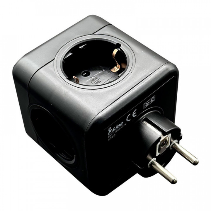 FICHE MODULAIRE 5 PRISES SCHUKO 2P-T 16 A 3680 W 250 V~ NOIR