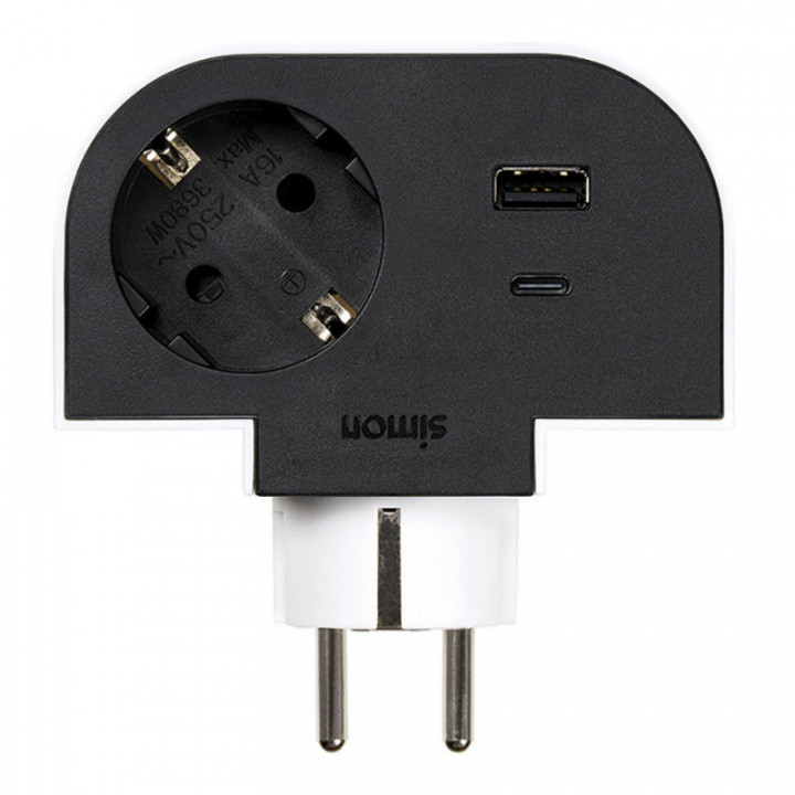 ADAPTATEUR ROTATIF SCHUKO 1 PRISE - USB A-C 30 W 16 A 250 V~