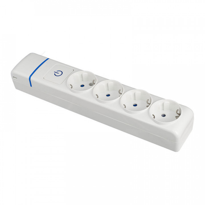 MULTIPLE BASE WITH 4 OUTLETS 2P-E, 16A 250V WITH LIGHT SWITC