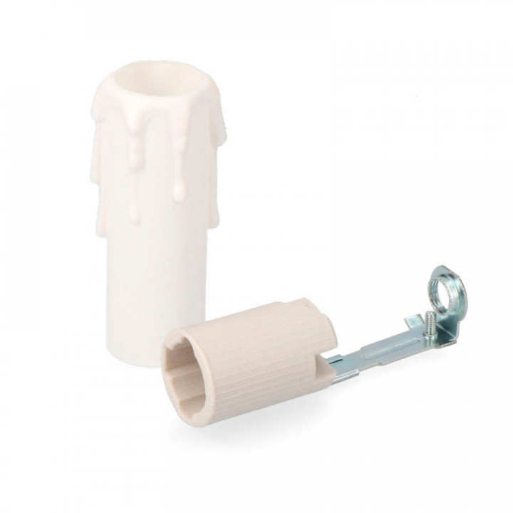 DOUILLE DE LAMPE EN PORCELAINE E-14 - BOUGIE BLANCHE MOYENNE