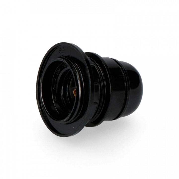 DOUILLE DE LAMPE SEMI-FILÉE - RONDELLE E-27 NOIRE (EMBALLÉ)