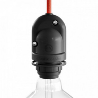 DOUILLE DE LAMPE EXTÉRIEURE NOIRE E27. IP65 (RÉTRACTABLE)