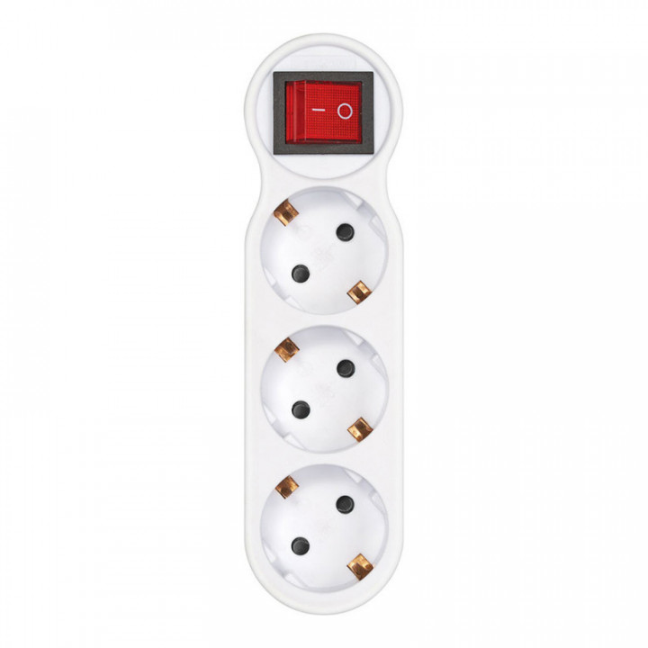 ADAPTATEUR 3 PRISES SCHUKO FRONTALES AVEC INTERRUPTEUR, 16 A