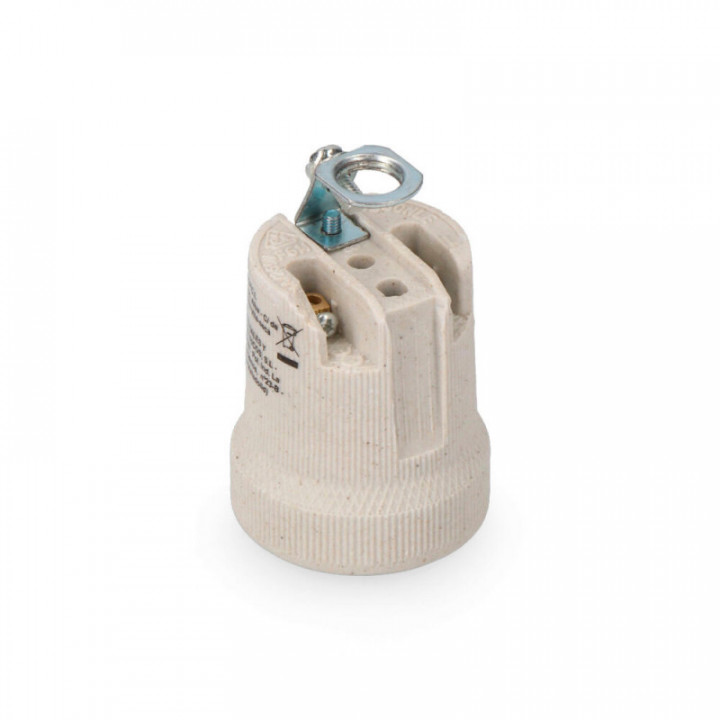 DOUILLE DE LAMPE EN PORCELAINE E-27 BEIGE (EMBALLÉ)