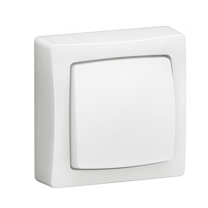 Transformeur 3 en 1 : interrupteur, va-et-vient ou poussoir Appareillage Saillie complet blanc avec bornes automatiques