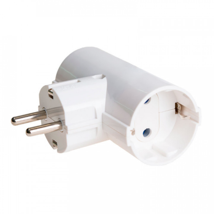 ADAPTATEUR DOUBLE 2P-T SCHUKO 16A 250 V~ BLANC