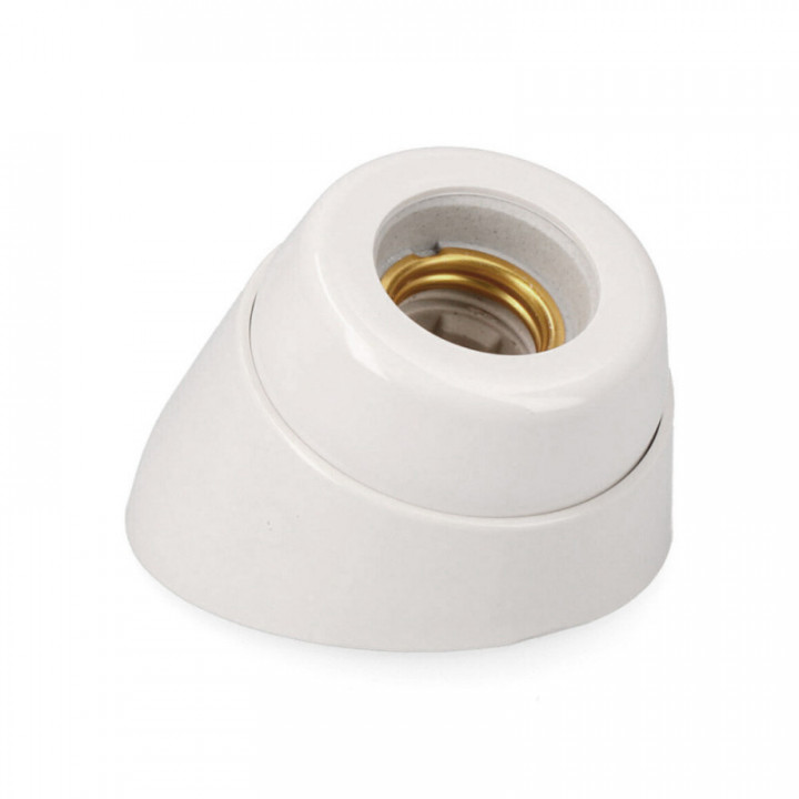 DOUILLE MURALE COURBE EN PORCELAINE E27 (SOUS FILM RÉTRACTAB