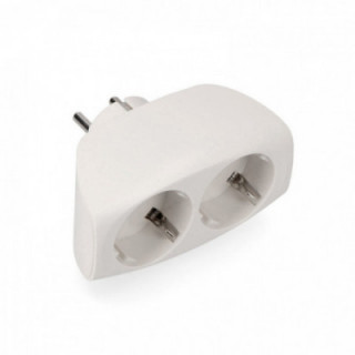 ADAPTATEUR DOUBLE 2P-T, 16A 250V~ ENTRÉE FRONTAL, BLANC (RÉT