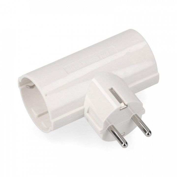 DOUBLE ADAPTATEUR 2P-T, 16A 250V~, BLANC (RÉTRACTÉ) (SOUS FI