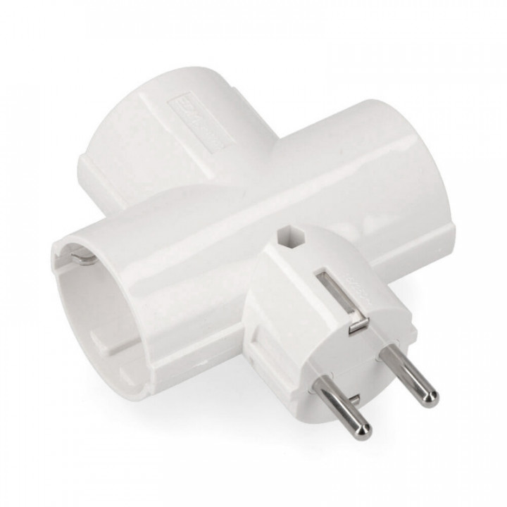 ADAPTATEUR TRIPLE 2P-T, 16A 250V~, BLANC (RÉTRAIT) (SOUS FIL